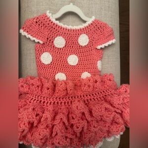 Minnie Mouse Baby girl Costume  Polka Dot Crochet Dress and hat